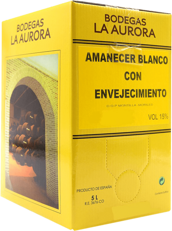 Бесплатная доставка | Белое вино La Aurora Amanecer Blanco con Envejecimiento D.O. Montilla-Moriles Испания Bag in Box 5 L