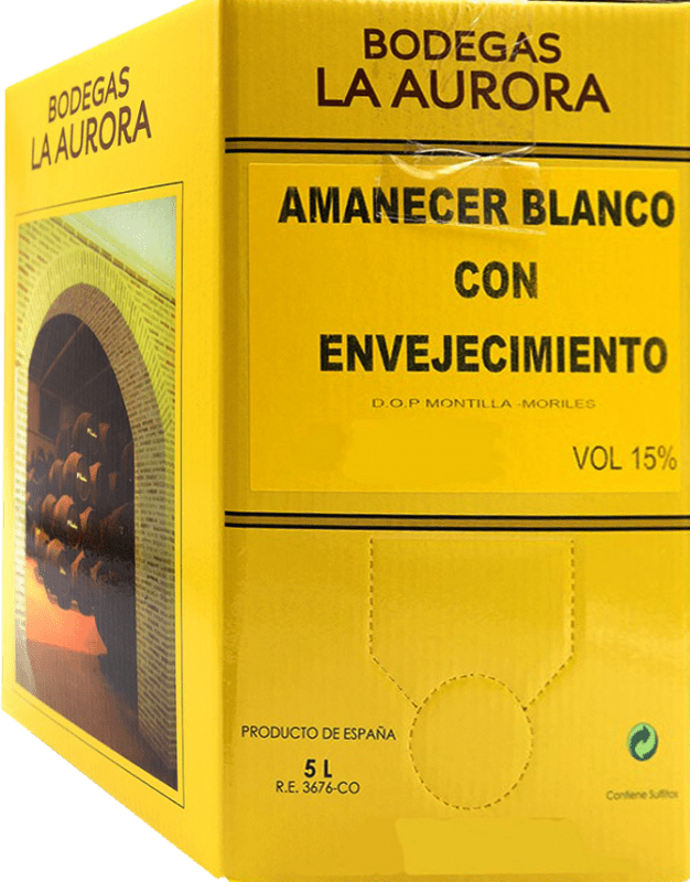 Envoi gratuit | Vin blanc La Aurora Amanecer Blanco con Envejecimiento D.O. Montilla-Moriles Espagne Bag in Box 5 L