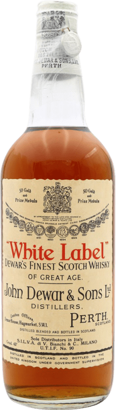531,95 € Envío gratis | Whisky Blended Dewar's White Label Vintage Ejemplar Coleccionista No Apto para Consumo