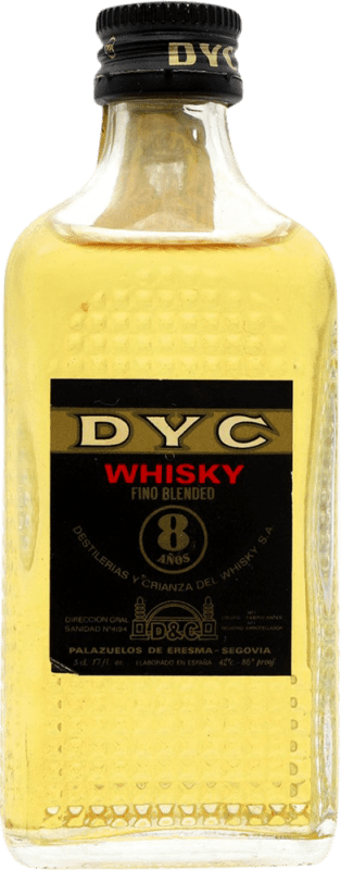 Kostenloser Versand | Whiskey Blended DYC Spanien 8 Jahre Miniaturflasche 5 cl