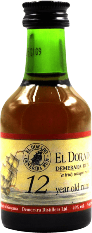 4,95 € Бесплатная доставка | Ром Demerara El Dorado 12 Лет Мини-бутылка 5 cl