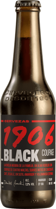 7,95 € Spedizione Gratuita | Scatola da 6 unità Birra Estrella Galicia 1906 Coupage Black — Edizione Nera Bottiglietta Terzo 33 cl