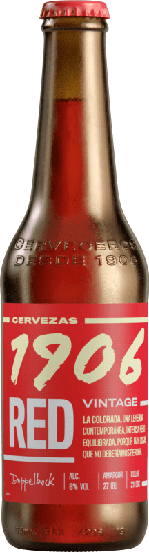 Kostenloser Versand | 6 Einheiten Box Bier Estrella Galicia 1906 Red Vintage Spanien Drittel-Liter-Flasche 33 cl