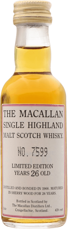 Free Shipping | Whisky Single Malt Macallan Collector's Specimen United Kingdom 26 Years Miniature Bottle 5 cl