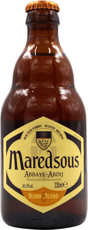 Kostenloser Versand | Bier Maredsous. Blonde Belgien Drittel-Liter-Flasche 33 cl