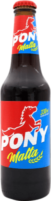 Getränke und Mixer Pony Malta. Bebida de Malta Drittel-Liter-Flasche 33 cl