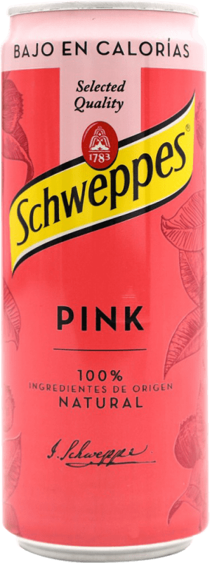 2,95 € Бесплатная доставка | Безалкогольные напитки Schweppes Pink — Розовый Жестяная банка 33 cl Tonic Water — Тонизирующая вода