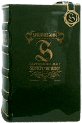 Single Malt Whisky Springbank Old Book Volumen I Ceramic Porcelain 8 Years 70 cl Collector's Item Not for Consumption