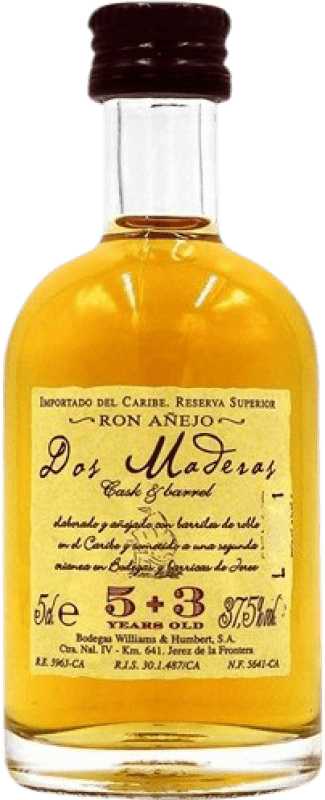 Envio grátis | Rum Williams & Humbert Dos Maderas 5+3 Espanha Garrafa Miniatura 5 cl