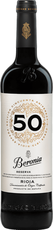 29,95 € Free Shipping | Red wine Beronia 50 Aniversario Reserve D.O.Ca. Rioja