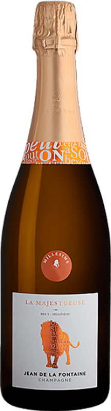 Бесплатная доставка | Белое игристое вино Jean de la Fontaine La Majestueuse Brut — брют Millésimé A.O.C. Champagne шампанское Франция Pinot Noir — Пино Нуар, Chardonnay — Шардоне, Pinot Meunier — Пино Менье 75 cl
