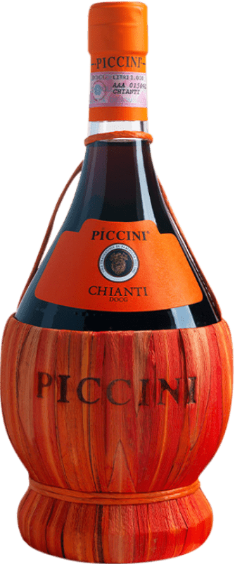 Бесплатная доставка | Красное вино Piccini Fiasco D.O.C.G. Chianti Classico Италия Sangiovese 1 L