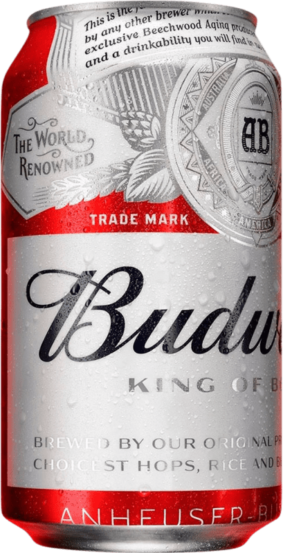 Envio grátis | Caixa de 24 unidades Cerveja Budweiser Estados Unidos Lata 33 cl