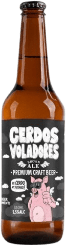 4,95 € Spedizione Gratuita | Birra Barcelona Beer Cerdos Voladores Brown Ale Bottiglia Terzo 33 cl