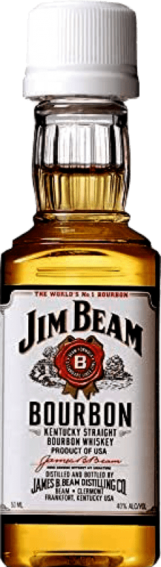35,95 € Envio grátis | Caixa de 12 unidades Whisky Bourbon Jim Beam Straight 4 Anos Garrafinha Miniatura 5 cl