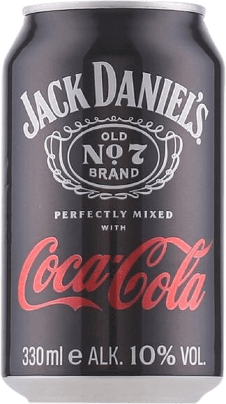 Kostenloser Versand | 6 Einheiten Box Getränke und Mixer Jack Daniel's Old Nº 7 Tennessee Whiskey & Coca Cola Tennessee Vereinigte Staaten Alu-Dose 33 cl