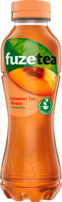 Kostenloser Versand | 12 Einheiten Box Getränke und Mixer Fuze Tea Schwarzer Tee Pfirsich Deutschland Halbe Flasche 37 cl