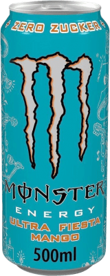 Kostenloser Versand | 12 Einheiten Box Getränke und Mixer Monster Energy Ultra Fiesta Mango Zero Zucker Irland Medium Flasche 50 cl