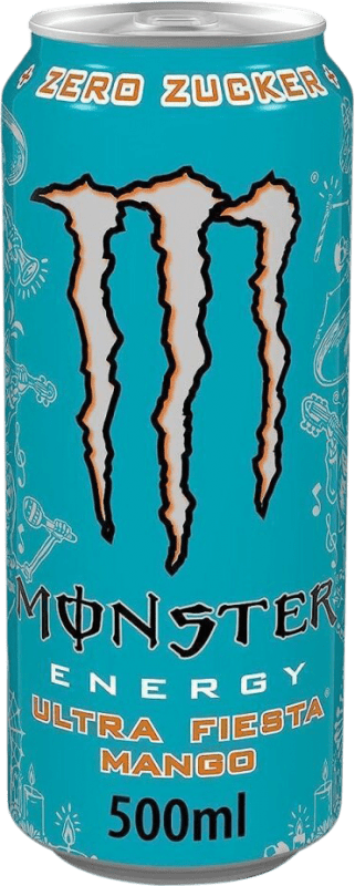 Kostenloser Versand | 12 Einheiten Box Getränke und Mixer Monster Energy Ultra Fiesta Mango Zero Zucker Irland Medium Flasche 50 cl