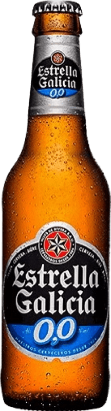 Kostenloser Versand | 24 Einheiten Box Bier Estrella Galicia 0,0 Galizien Spanien Kleine Flasche 20 cl Alkoholfrei