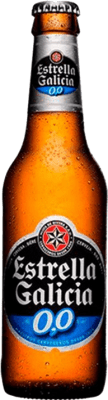 Free Shipping | 24 units box Beer Estrella Galicia 0,0 Galicia Spain One-Third Bottle 33 cl Alcohol-Free