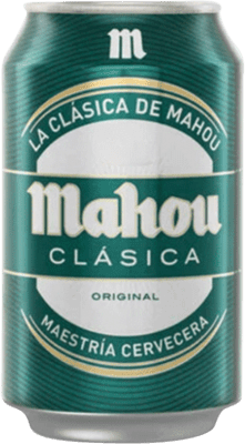 Envio grátis | Cerveja Mahou Clássico Espanha Lata 33 cl
