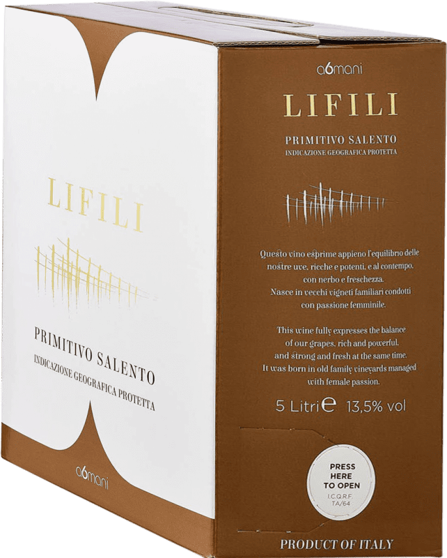 34,95 € 送料無料 | 赤ワイン a6mani Lifili I.G.T. Salento Bag in Box 5 L