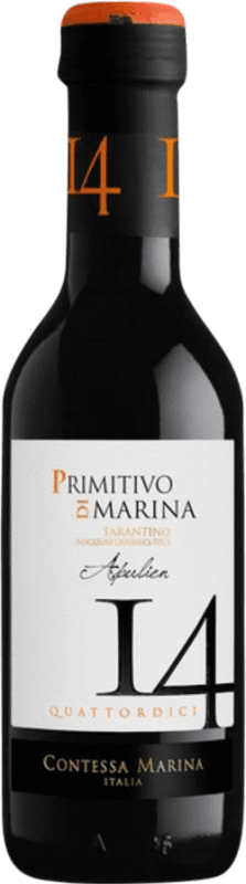 Envío gratis | Vino tinto Contessa Marina 14 I.G.T. Puglia Puglia Italia Primitivo Botellín 25 cl