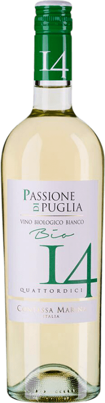 16,95 € Envio grátis | Vinho branco Contessa Marina Passione 14 Quattordici cm Bianco I.G.T. Puglia Biológico
