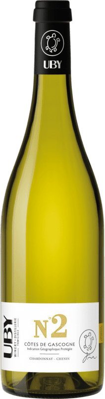 7,95 € Бесплатная доставка | Белое вино Domaine Uby Nº 2 Chardonnay Chenin I.G.P. Vin de Pays Côtes de Gascogne