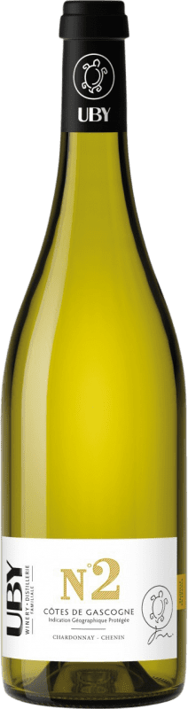 Envoi gratuit | Vin blanc Domaine Uby Nº 2 Chardonnay Chenin I.G.P. Vin de Pays Côtes de Gascogne France Chardonnay, Chenin Blanc 75 cl