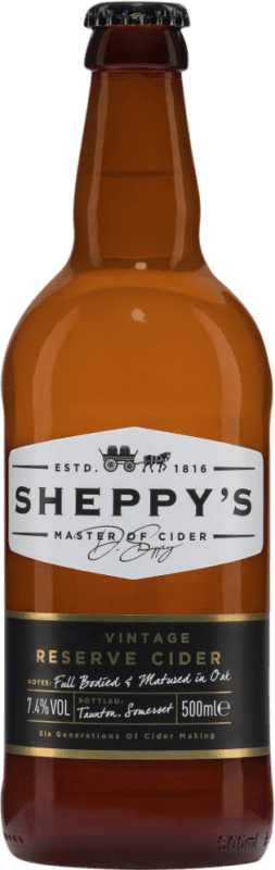 Free Shipping | Cider Sheppy's Somerset Vintage, Oak Cask Finish Reserve — Aged Somerset United Kingdom Medium Bottle 50 cl Manzana — Apple