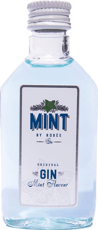 Kostenloser Versand | 8 Einheiten Box Genever Gin Mint by Rosée Gin Valencianische Gemeinschaft Spanien Miniaturflasche 5 cl