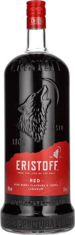 38,95 € Spedizione Gratuita | Vodka Eristoff Sloe Berry Red — Edizione Rossa Bottiglia Speciale 2 L