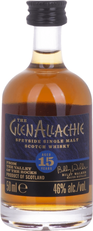 Envoi gratuit | Single Malt Whisky Glenallachie Speyside Royaume-Uni 15 Ans Bouteille Miniature 5 cl