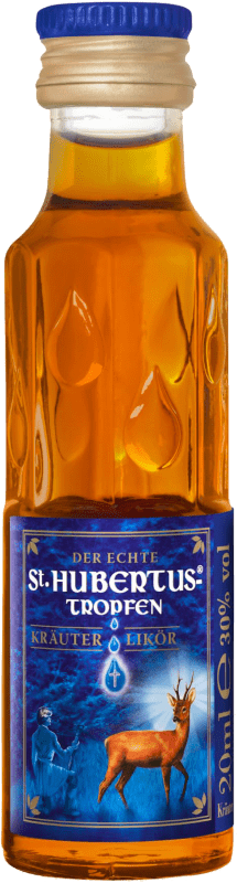 Spedizione Gratuita | Scatola da 24 unità Liquori St. Hubertus Tropfen Ungheria Bottiglietta Mignon 2 cl Kräuter — Erbe