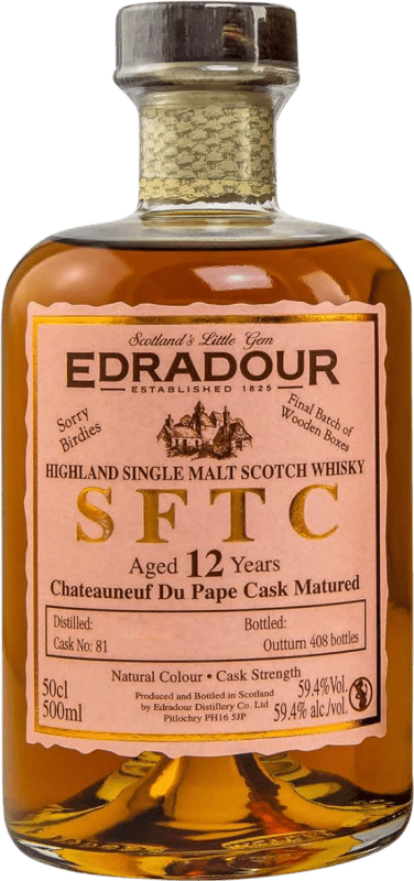 Бесплатная доставка | Купажированный виски Edradour Châteauneuf du Pape Cask Matured SFTC Straight From The Cask Объединенное Королевство 12 Лет бутылка Medium 50 cl