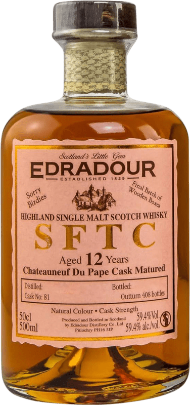 197,95 € Бесплатная доставка | Виски смешанные Edradour Châteauneuf du Pape Cask Matured SFTC Straight From The Cask 12 Лет бутылка Medium 50 cl