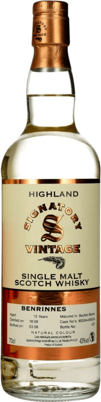 Envoi gratuit | Single Malt Whisky Signatory Vintage Benrinnes Highlands Royaume-Uni 12 Ans 70 cl