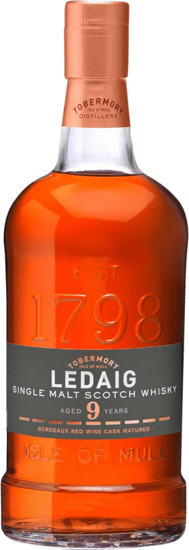 129,95 € | Whisky Single Malt Tobermory Ledaig Bordeaux Red Wine Cask Finish — Acabado en Barrica, Cask Strength — Graduación de Barrica, Edición Limitada Reino Unido 9 Años 70 cl