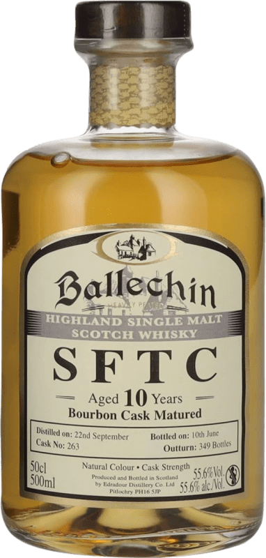 Free Shipping | Whisky Single Malt Edradour Ballechin Bourbon Cask Matured SFTC Straight From The Cask United Kingdom 10 Years Medium Bottle 50 cl