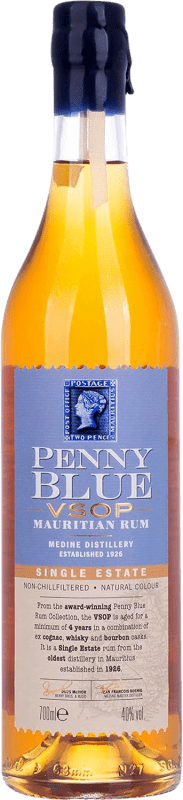 Envoi gratuit | Rhum Medine Penny Blue Single Estate VSOP Maurice 70 cl