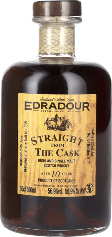 106,95 € Envío gratis | Whisky Blended Edradour Ballechin Sherry Butt SFTC Straight From The Cask — Directo de Barrica 10 Años Botella Medium 50 cl