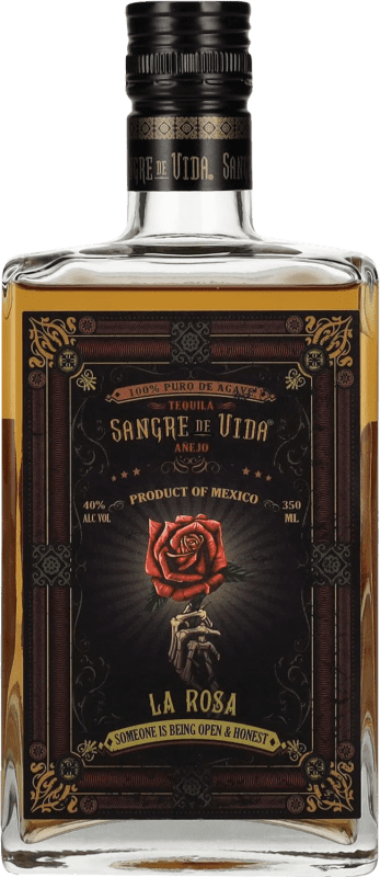 送料無料 | テキーラ Sangre de Vida Loteria La Rosa Añejo メキシコ 3分の1リットルのボトル 35 cl