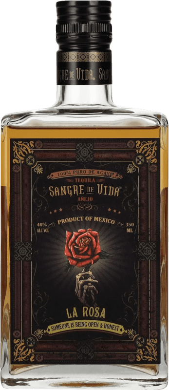64,95 € Free Shipping | Tequila Sangre de Vida Loteria La Rosa Añejo One-Third Bottle 35 cl