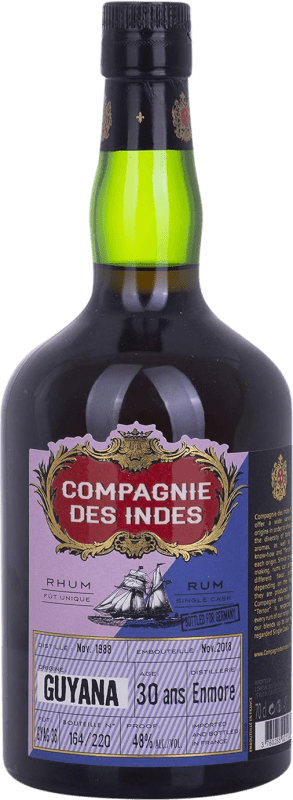 Envoi gratuit | Rhum Compagnie des Indes Guyana Single Cask Royaume-Uni 30 Ans 70 cl