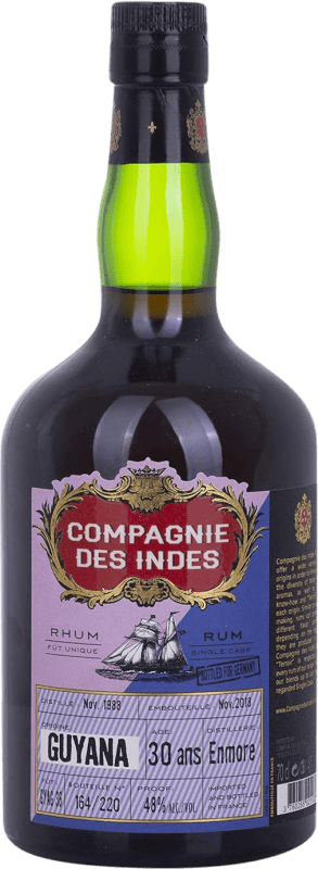Kostenloser Versand | Rum Compagnie des Indes Guyana Single Cask — Einzelfass Großbritannien 30 Jahre 70 cl