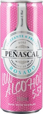 25,95 € Kostenloser Versand | 24 Einheiten Box Rosé Sekt Peñascal Low Alcohol Frizzante — Perlwein Dose 25 cl