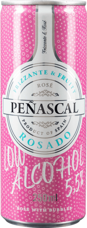 Envío gratis | Caja de 24 unidades Vino rosado Peñascal Low Aguja Rosado España Tempranillo Botellín 25 cl