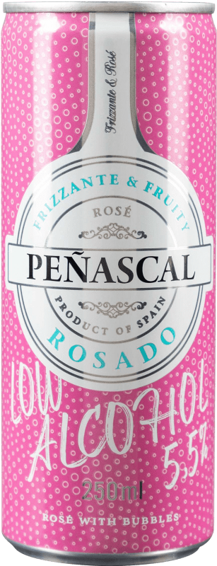 37,95 € Envío gratis | Caja de 24 unidades Espumoso Rosado Peñascal Low Alcohol Frizzante — Espumoso de Aguja Lata 25 cl
